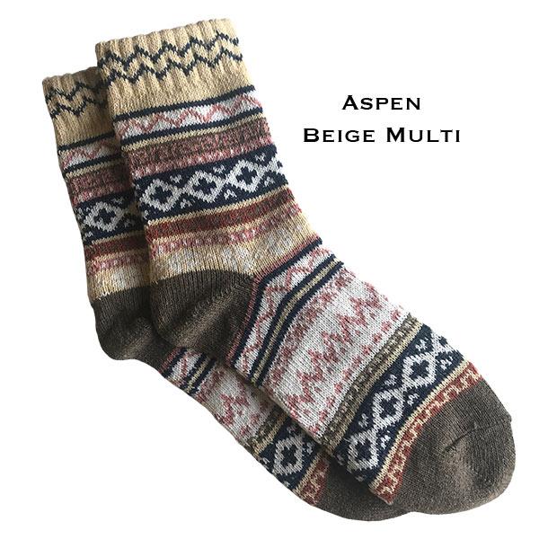 wholesale 3748 - Crew Socks Aspen Beige Multi - Woman's 6-10