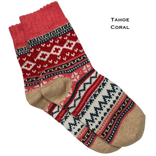 Wholesale 3748 - Crew Socks Tahoe Coral Multi - Woman's 6-10