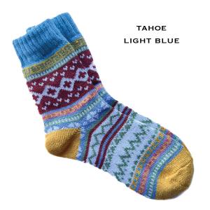 Wholesale  3748 - Tahoe Light Blue Multi<br>
Fits Women's Size 6-10<br> 18% wool, 45% cotton, 37% polyester - 