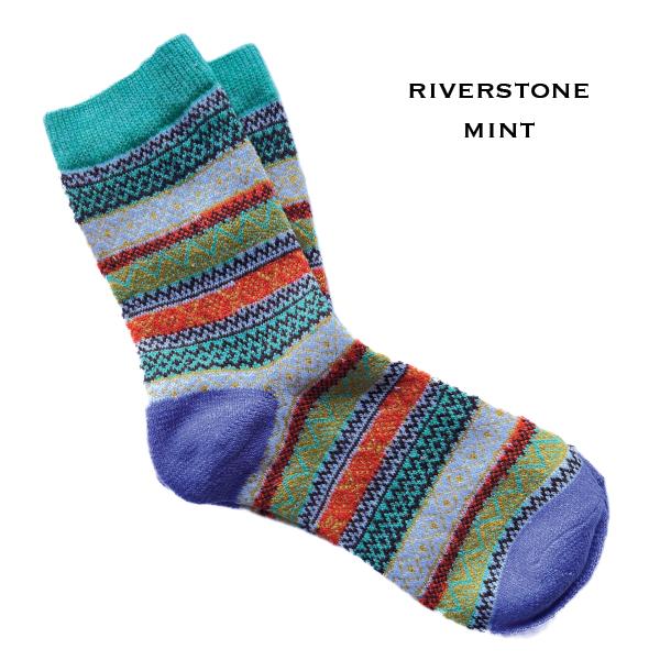 wholesale 3748 - Crew Socks Riverstone Mint Multi - Woman's 6-10