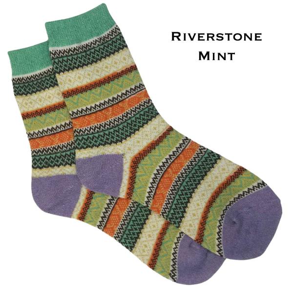 Wholesale 3748 - Crew Socks Riverstone Mint Multi - Woman's 6-10