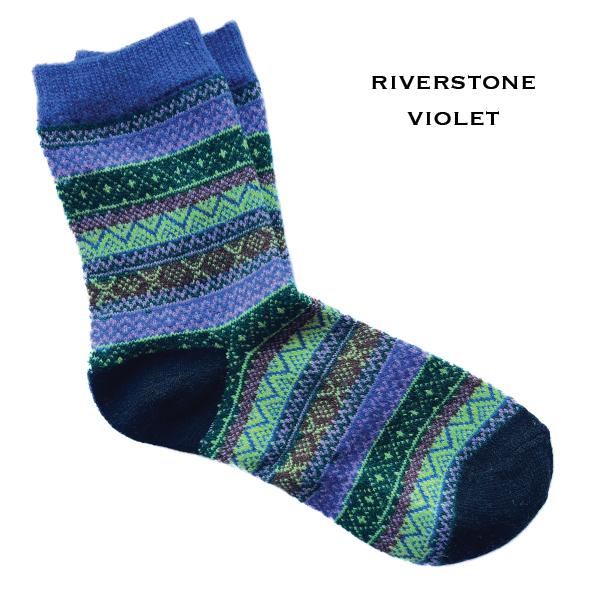 wholesale 3748 - Crew Socks Riverstone Violet Multi - Woman's 6-10