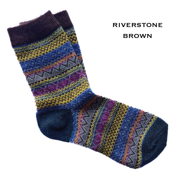 wholesale 3748 - Crew Socks Riverstone Brown Multi - Woman's 6-10