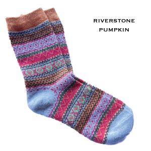 Wholesale  3748 - Riverstone Pumpkin Multi<br>
Fits Women's Size 6-10<br> 18% wool, 45% cotton, 37% polyester - 