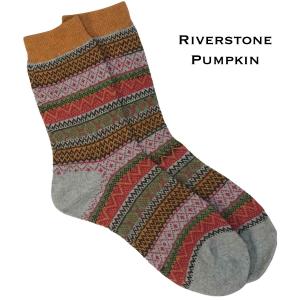 3748 - Crew Socks Riverstone Pumpkin Multi MB - Woman's 6-10