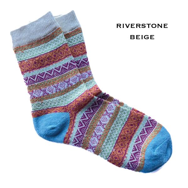 wholesale 3748 - Crew Socks Riverstone Beige Multi - Woman's 6-10