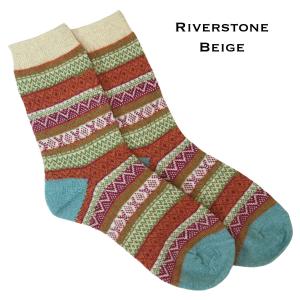 3748 - Crew Socks Riverstone Beige Multi - Woman's 6-10