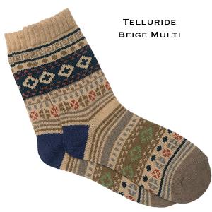 Wholesale 3748 - Crew Socks Telluride Beige Multi - Woman's 6-10