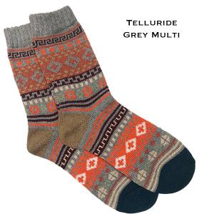 3748 - Crew Socks 3748 - Telluride Grey Multi<br>
Fits Women's Size 6-10<br> 18% wool, 45% cotton, 37% polyester - 