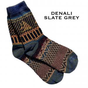 3748 - Crew Socks 3748 - Denali Slate Blue Multi<br>
Fits Women's Size 6-10<br>
18% wool, 45% cotton, 37% polyester - 