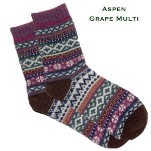 Wholesale 3748 - Crew Socks Aspen Grape Multi - Woman's 6-10