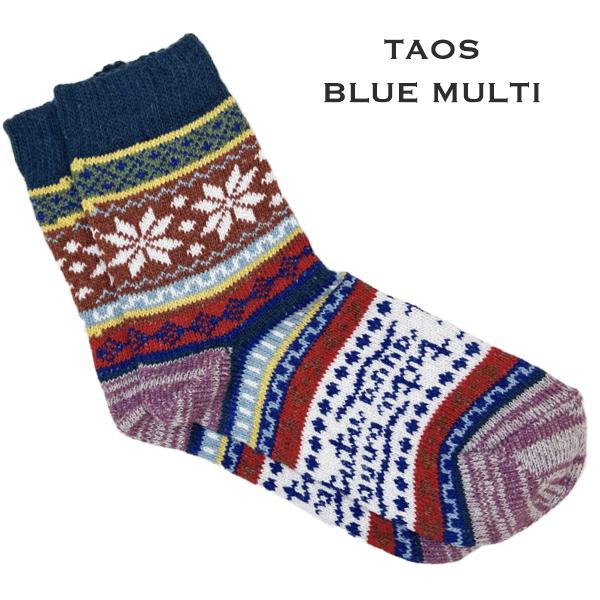 wholesale 3748 - Crew Socks Taos - Blue Multi - Woman's 6-10