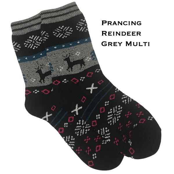 wholesale 3748 - Crew Socks Prancing Reindeer - Grey Multi - Woman's 6-10