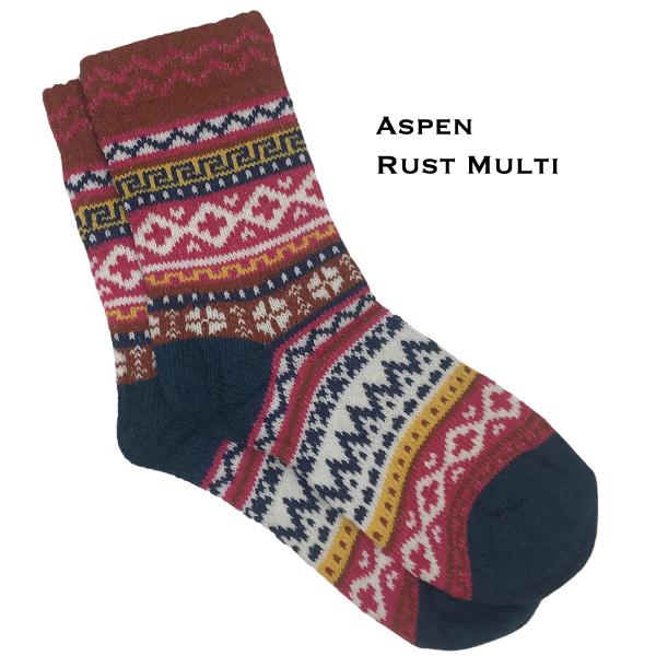 Wholesale 3748 - Crew Socks Aspen Rust Multi  - Woman's 6-10