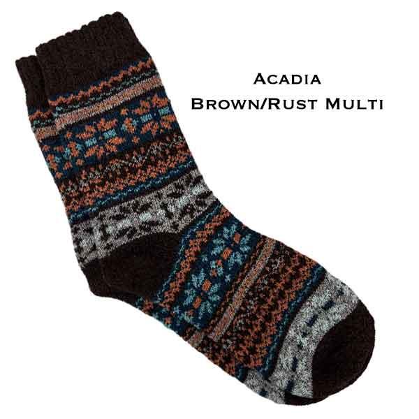 wholesale 3748 - Crew Socks Acadia - Brown/Rust Multi - Woman's 6-10