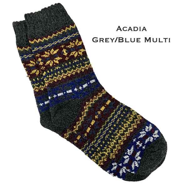 wholesale 3748 - Crew Socks Acadia - Grey/Blue Multi - Woman's 6-10