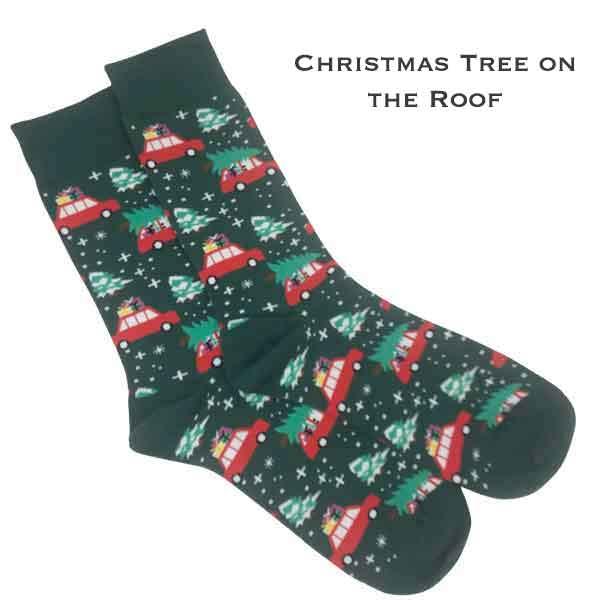 wholesale 3748 - Crew Socks Christmas Tree on the Roof - Red/Green - Woman's 6-10