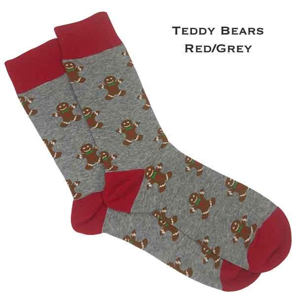 wholesale 3748 - Crew Socks Ginger Bread Man - Red/Grey - Woman's 6-10
