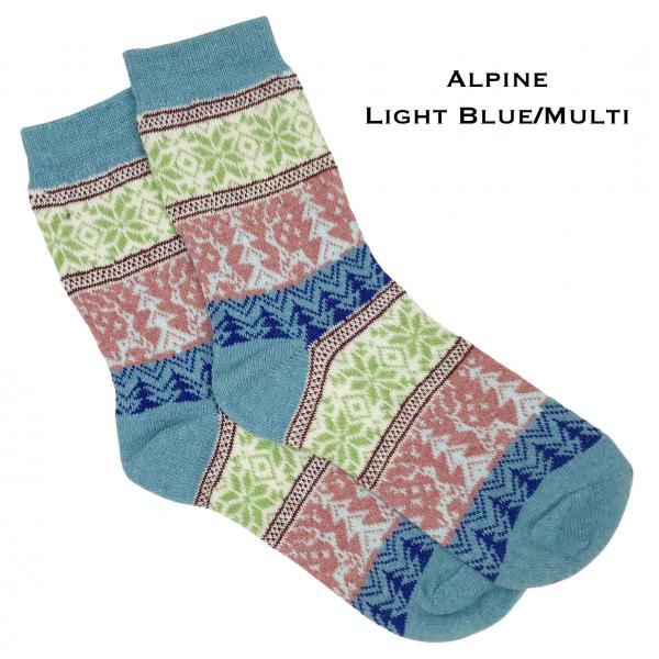 wholesale 3748 - Crew Socks Alpine - Light Blue/Multi - Woman's 6-10