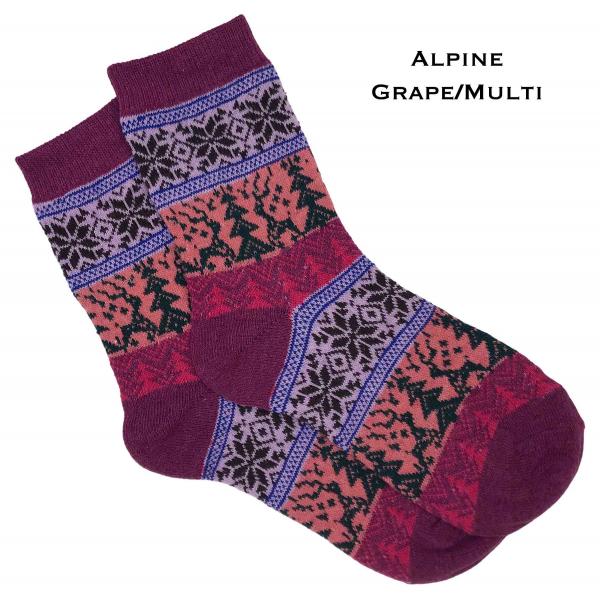 wholesale 3748 - Crew Socks Alpine - Grape/Multi - Woman's 6-10