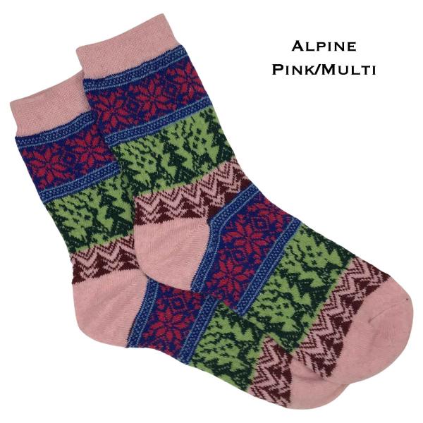 wholesale 3748 - Crew Socks Alpine - Pink/Multi - Woman's 6-10