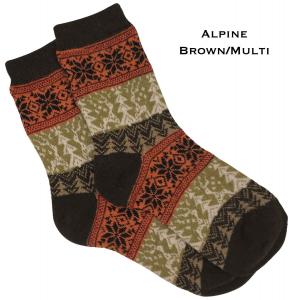 3748 - Crew Socks Alpine - Brown/Multi - Woman's 6-10