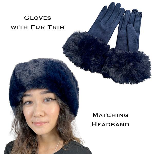 Wholesale 3750 - Fur Headbands with Fur Trim Matching Gloves 3750 - 15<br>Navy/Dark Blue
Fur Headband with Matching Gloves - 