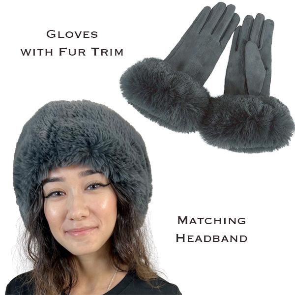 Wholesale 3750 - Fur Headbands with Fur Trim Matching Gloves 3750 - 03<br>Grey/Charcoal
Fur Headband with Matching Gloves - 