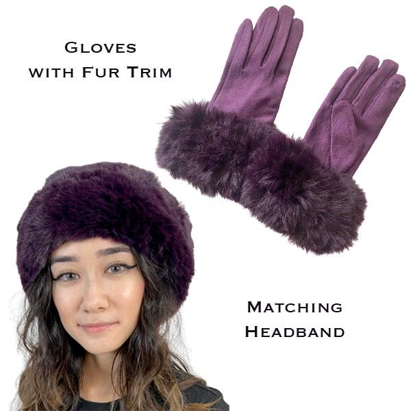 Wholesale 3750 - Fur Headbands with Fur Trim Matching Gloves 3750 - 04<br>Plum/Dark Plum
Fur Headband with Matching Gloves - 