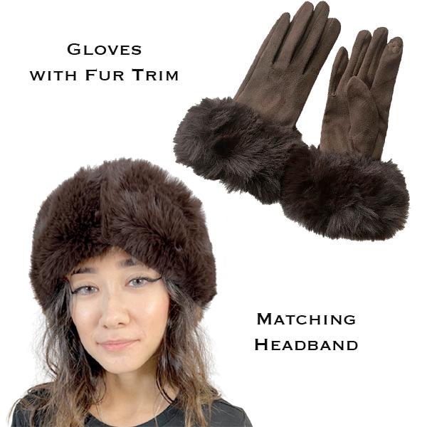 Wholesale 3750 - Fur Headbands with Fur Trim Matching Gloves 3750 - 07<br>Brown
Fur Headband with Matching Gloves - 