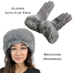 3750 - Fur Headbands with Fur Trim Matching Gloves 3750 - 10<br>Light Grey
Fur Headband with Matching Gloves - 