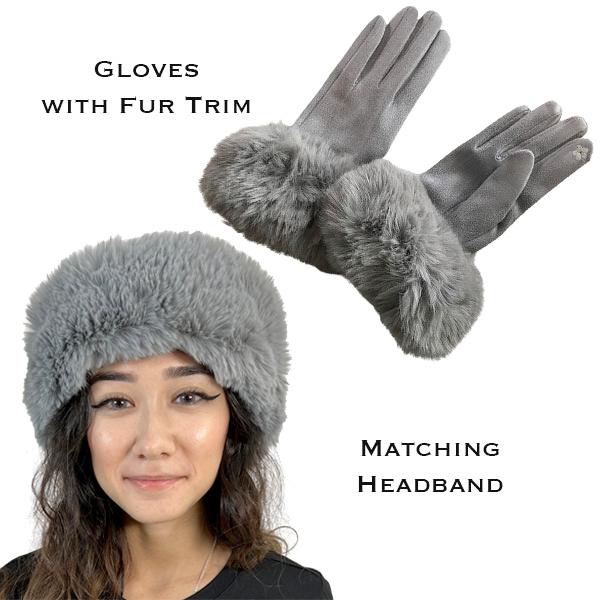Wholesale 3750 - Fur Headbands with Fur Trim Matching Gloves 3750 - 10<br>Light Grey
Fur Headband with Matching Gloves - 
