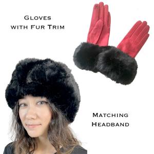 3750 - Fur Headbands with Fur Trim Matching Gloves 3750 - 11<br>Red/Black
Fur Headband with Matching Gloves - 