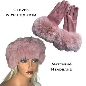 3750 - Fur Headbands with Matching Gloves 3750 - 13<br>Dusty Pink/Light Pink
Fur Headband with Matching Gloves - 