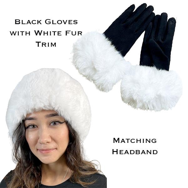 Wholesale 3750 - Fur Headbands with Fur Trim Matching Gloves 3750 - 14<br>Black/White
Fur Headband with Matching Gloves - 
