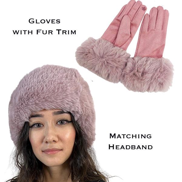 Wholesale3750 Fur Headbands with Fur Trim Matching Gloves