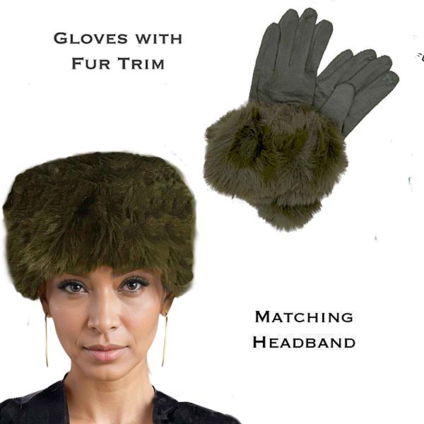 wholesale 3750 - Fur Headbands with Fur Trim Matching Gloves 3750 - 18<br>Olive
Fur Headband with Matching Gloves - 