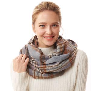 1251 - Plaid Woven Infinity Scarves 1251 - Multi Blue<br>
Plaid Woven Infinity Scarf
 - 
