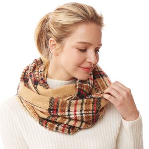 1251 - Plaid Woven Infinity Scarves 1251 - Multi Beige<br>
Plaid Woven Infinity Scarf
 - 