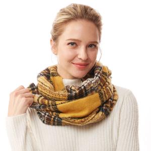 1251 - Plaid Woven Infinity Scarves 1251 - Multi Mustard<br>
Plaid Woven Infinity Scarf
 - 