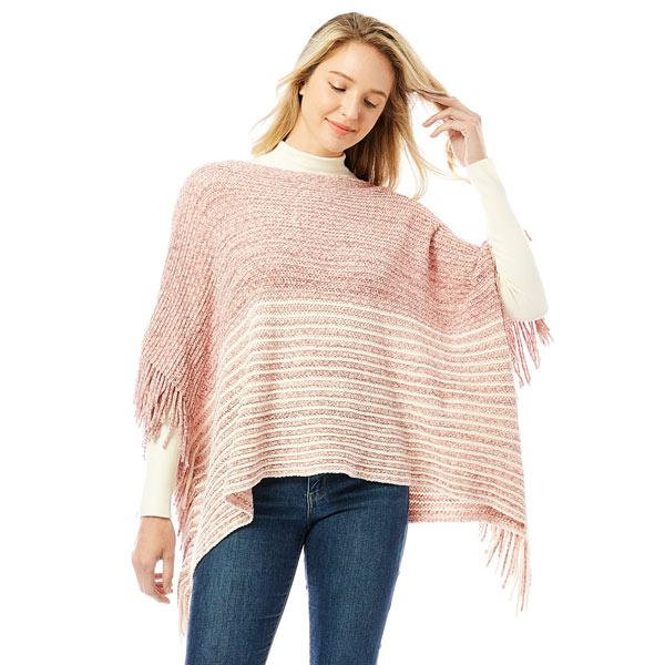 wholesale 1287 - Side Fringe Poncho Pink - One Size Fits Most