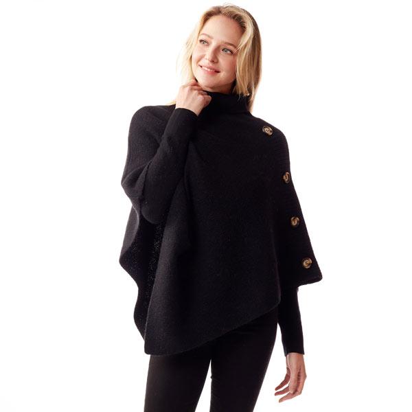 wholesale 1226 - Turtleneck Poncho Black
 - 