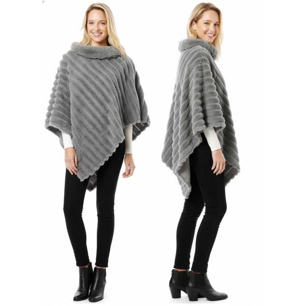 wholesale 1301 - Cowl Neck Faux Fur Poncho 1301 - Grey<br>
Cowl Neck Faux Fur Poncho - 