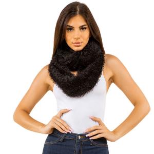 Wholesale  265 - Black<br>
Fuzzy Knit Infinity Scarf - 