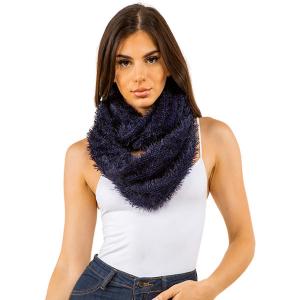 Wholesale  265 - Navy<br>
Fuzzy Knit Infinity Scarf - 