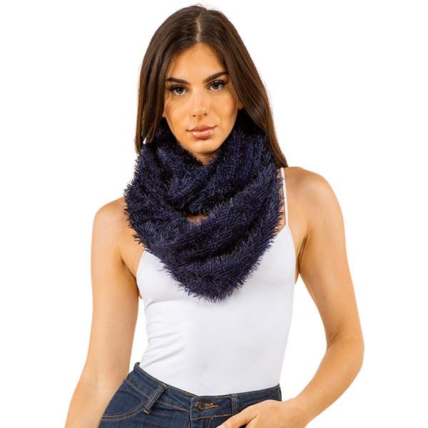Wholesale 265 - Fuzzy Knit Infinity Scarves 265 - Navy<br>
Fuzzy Knit Infinity Scarf - 