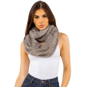 Wholesale  265 - Grey<br>
Fuzzy Knit Infinity Scarf - 