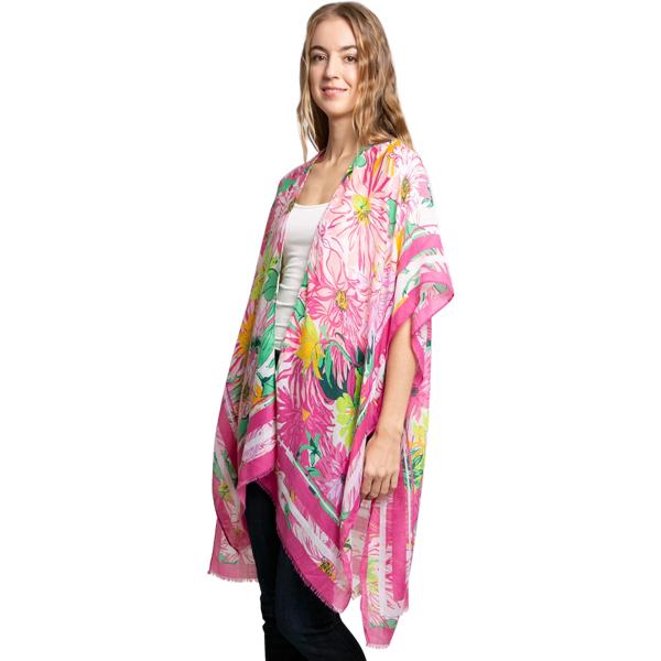 wholesale 3770 - Gauze Cotton Feel Kimonos 2301 - Rose Floral<br>
Silky Viscose Ultra Light Kimono*
 - 