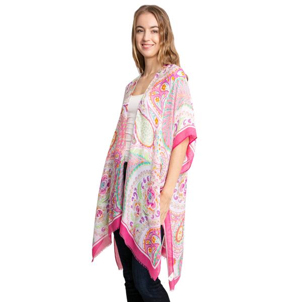 wholesale 3770 - Gauze Cotton Feel Kimonos 2302 - Rose Paisley<br>
Silky Viscose Ultra Light Kimono*
 - 