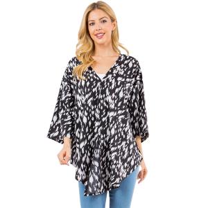 Wholesale  4259 - Black/White Brushstrokes<br>
Cotton Feel V-Neck Poncho with Sleeves - 